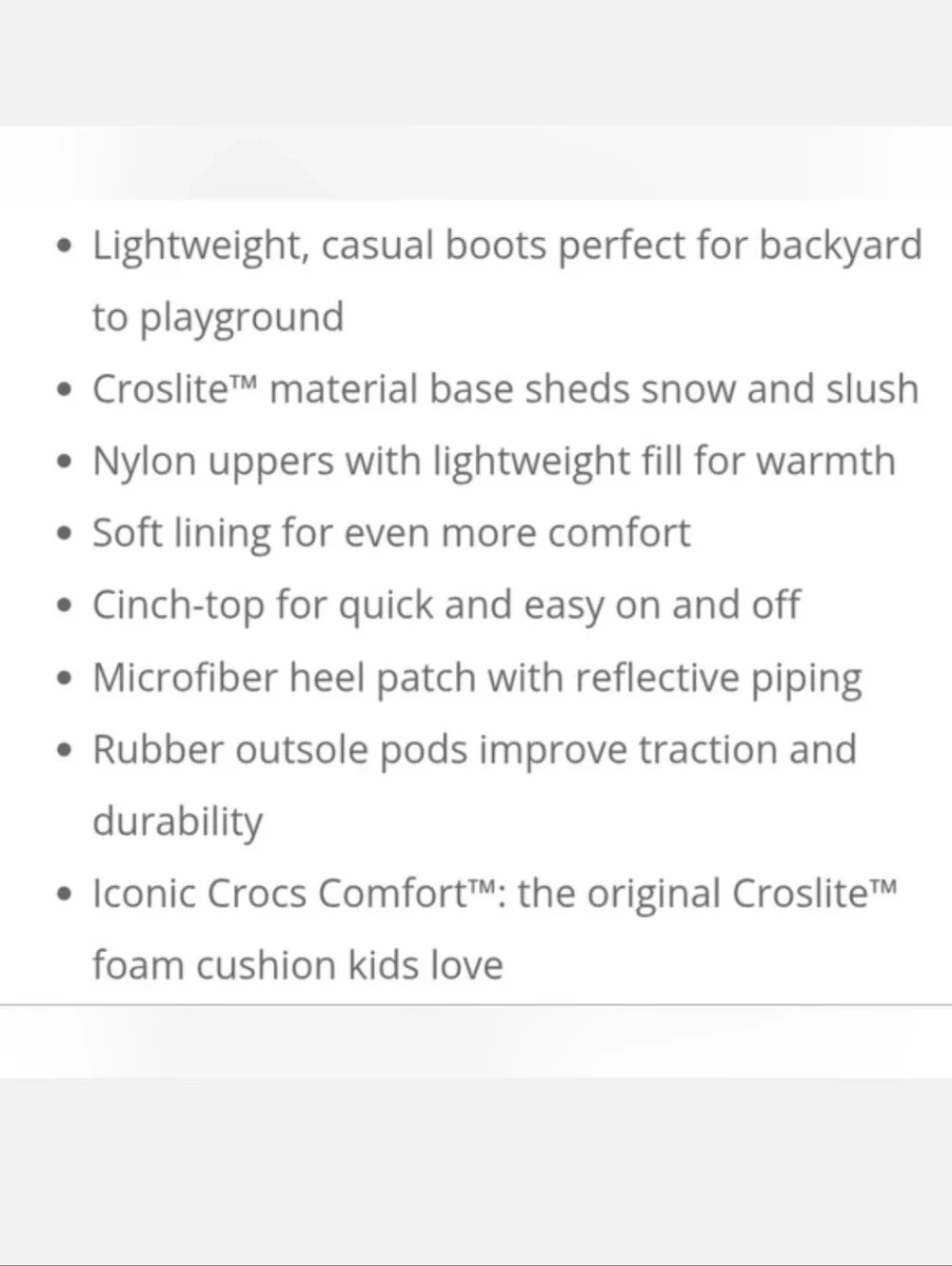 Crocs toddler Crocband Lodgepoint boots size 7
